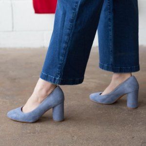 L'Intervalle Anyl Black Suede Barrel Block Heels